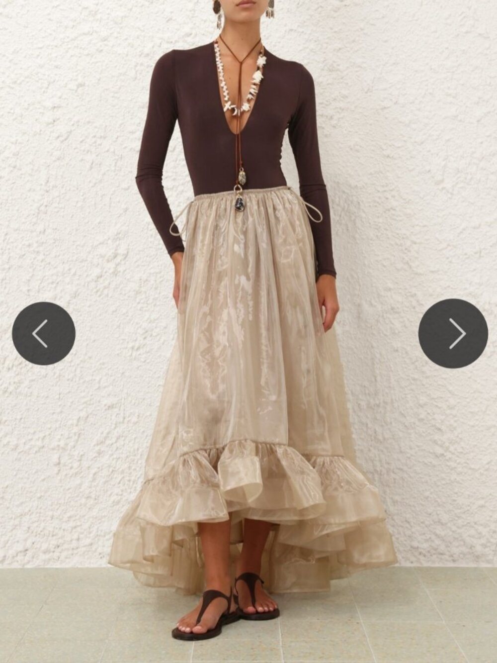Zimmerman Women's  Flounce Maxi Skirt Gold Size 0